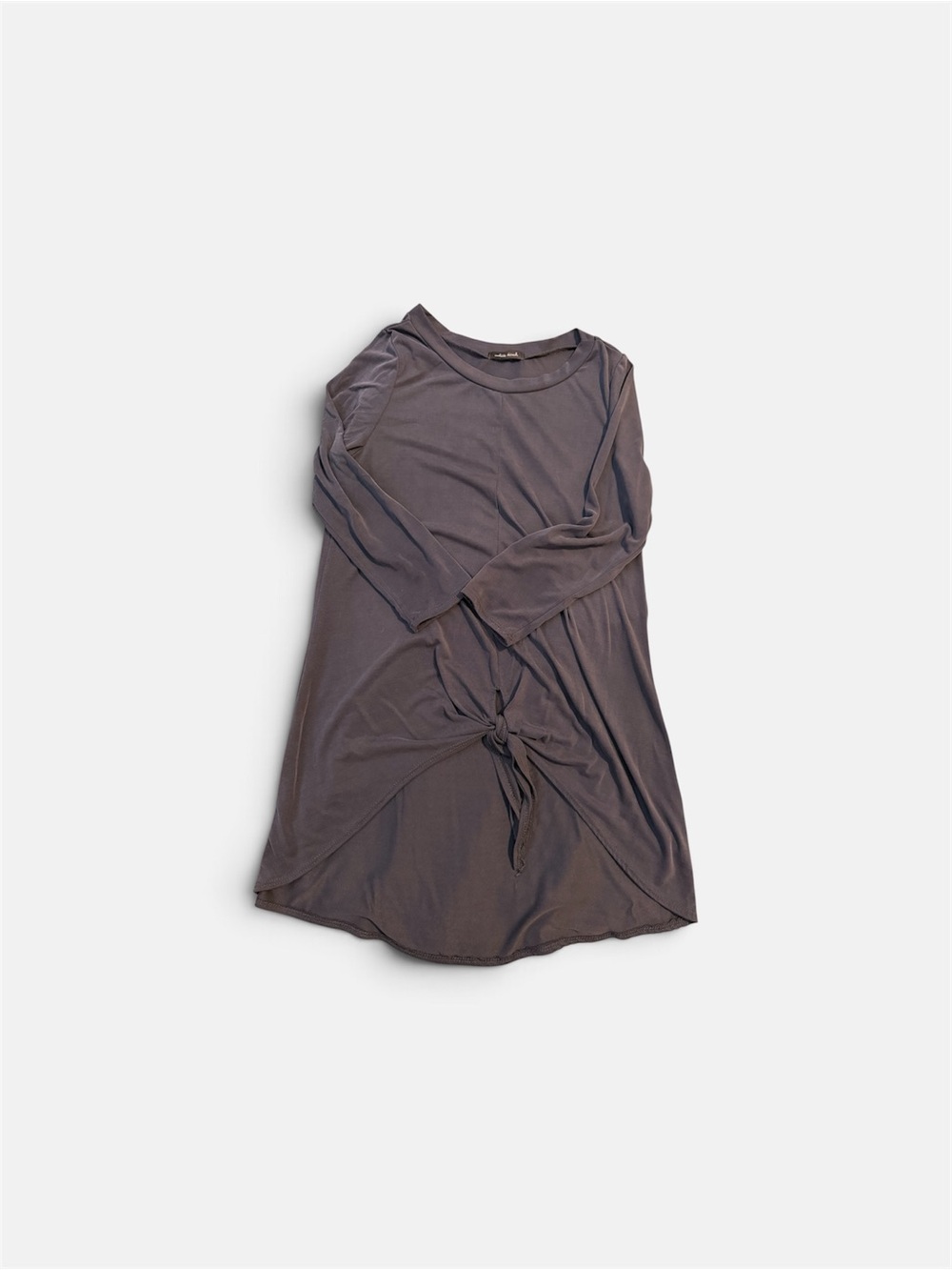 white birch Gray High-Low Knot Front Dress